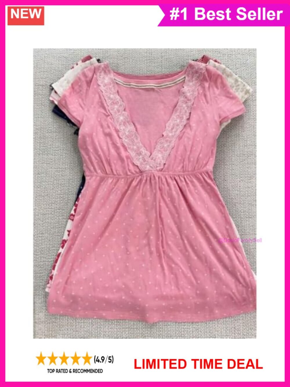 Y2K Babydoll Peplum Blouse Lace Trim Bell Sleeve Coquette Top - Picture 2 of 4